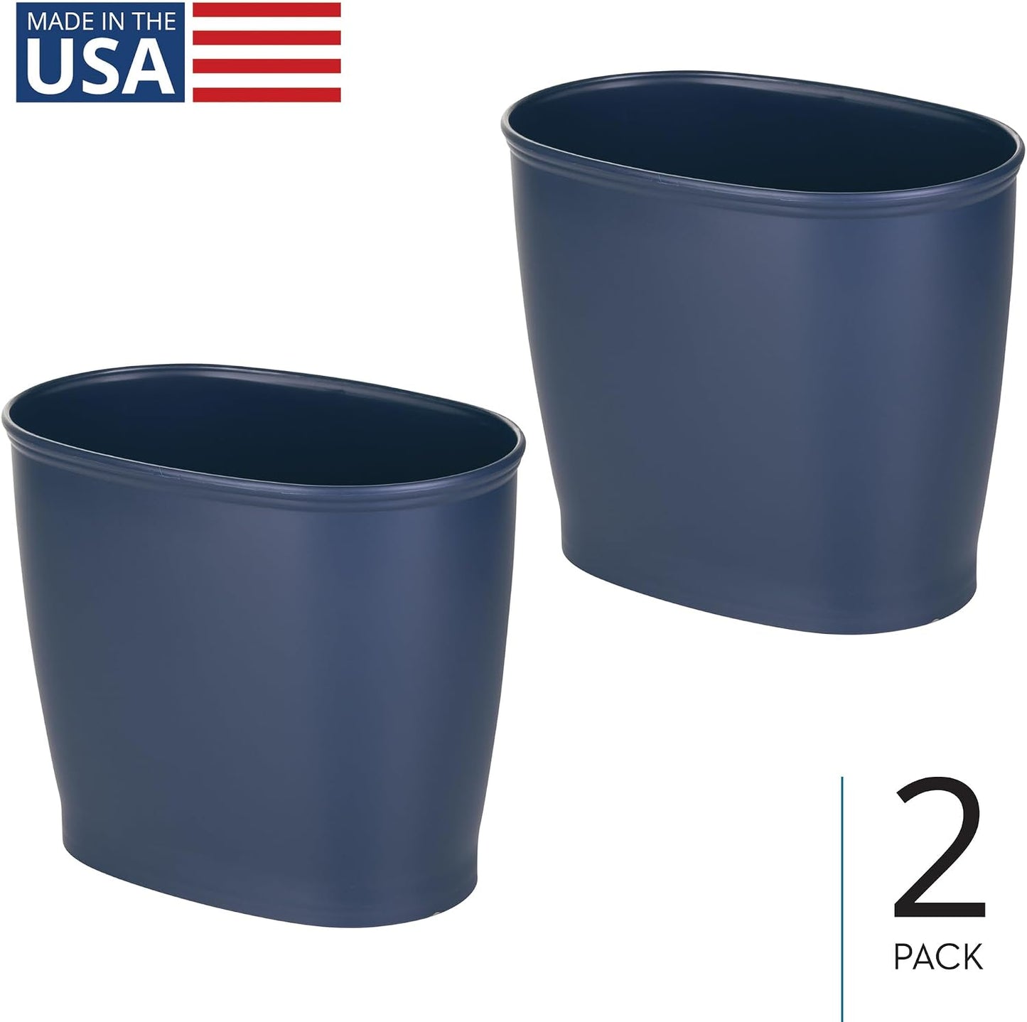 Cubo basura plástico delgado azul marino pack 2