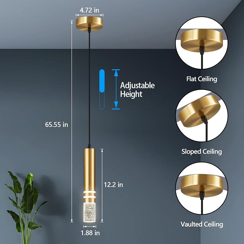 Lámparas colgantes cristal LED modernas cocina dormitorio