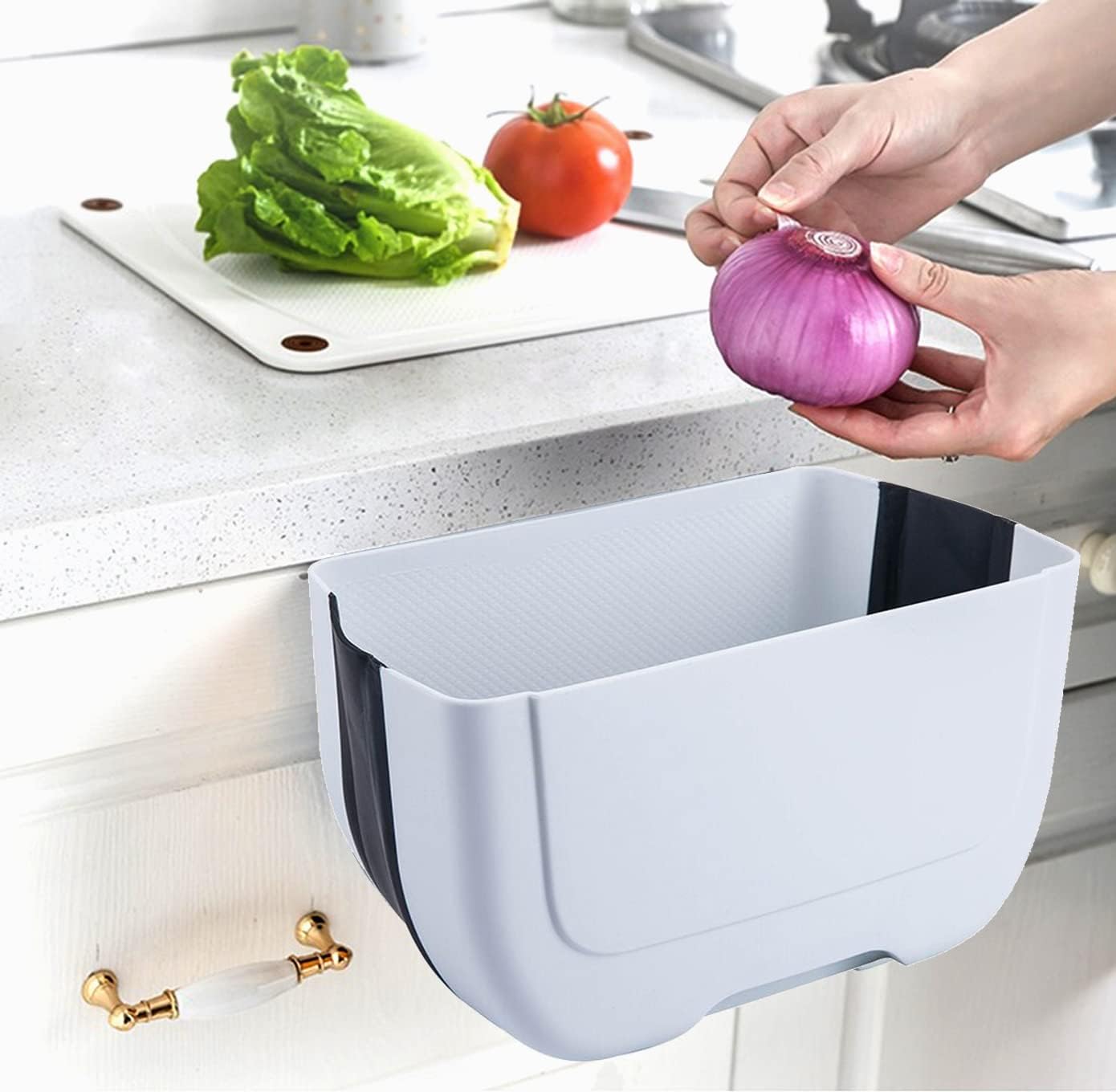 Mini cubo basura plegable colgante cocina pared