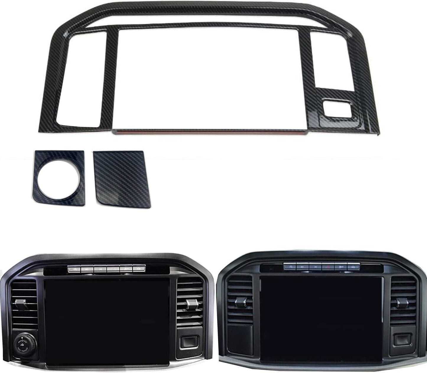 Panel control central fibra carbono ABS Ford F150 3 Pzas