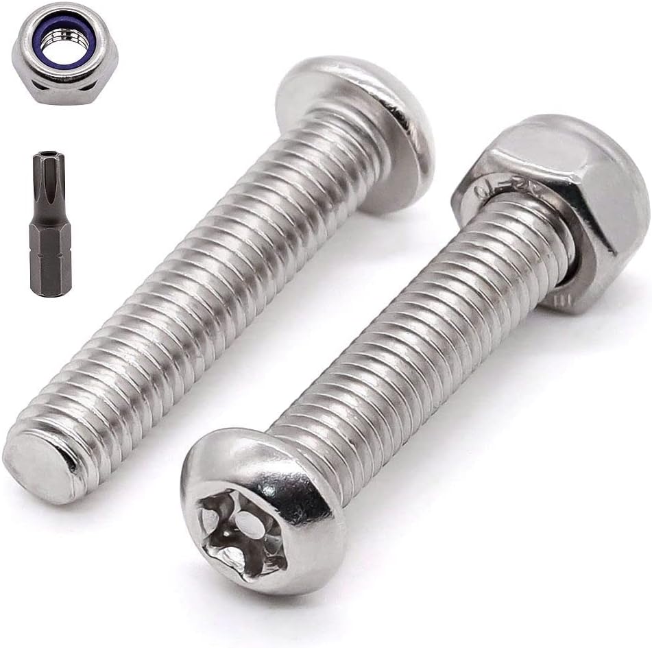 50 Tornillos Torx M4 x 1.18pulg con Tuercas Seguridad