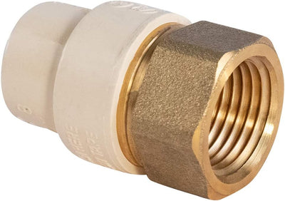 Adaptador hembra CPVC latón 1/2" diseño sobre moldeado