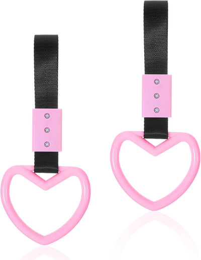2 Pzas Correas Manija Auto Forma Corazón Rosa