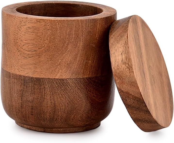 Caja joyas madera acacia para anillos boda aniversario 3x3"