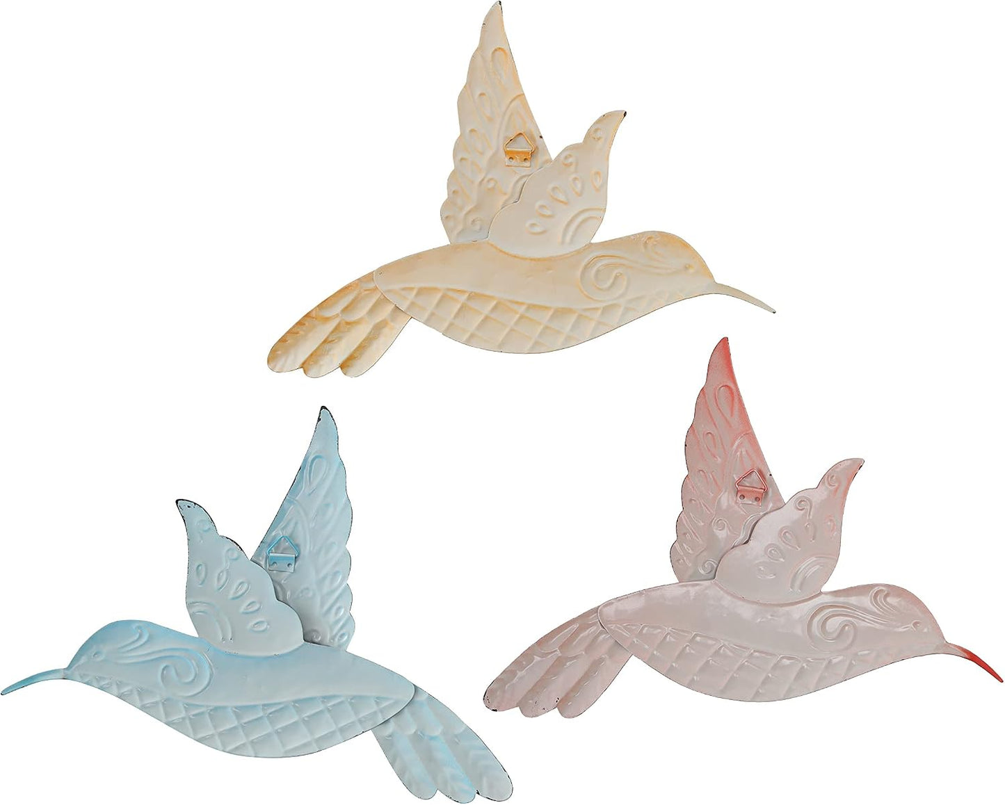 Decoración pared colibrí metal para sala dormitorio pack 3