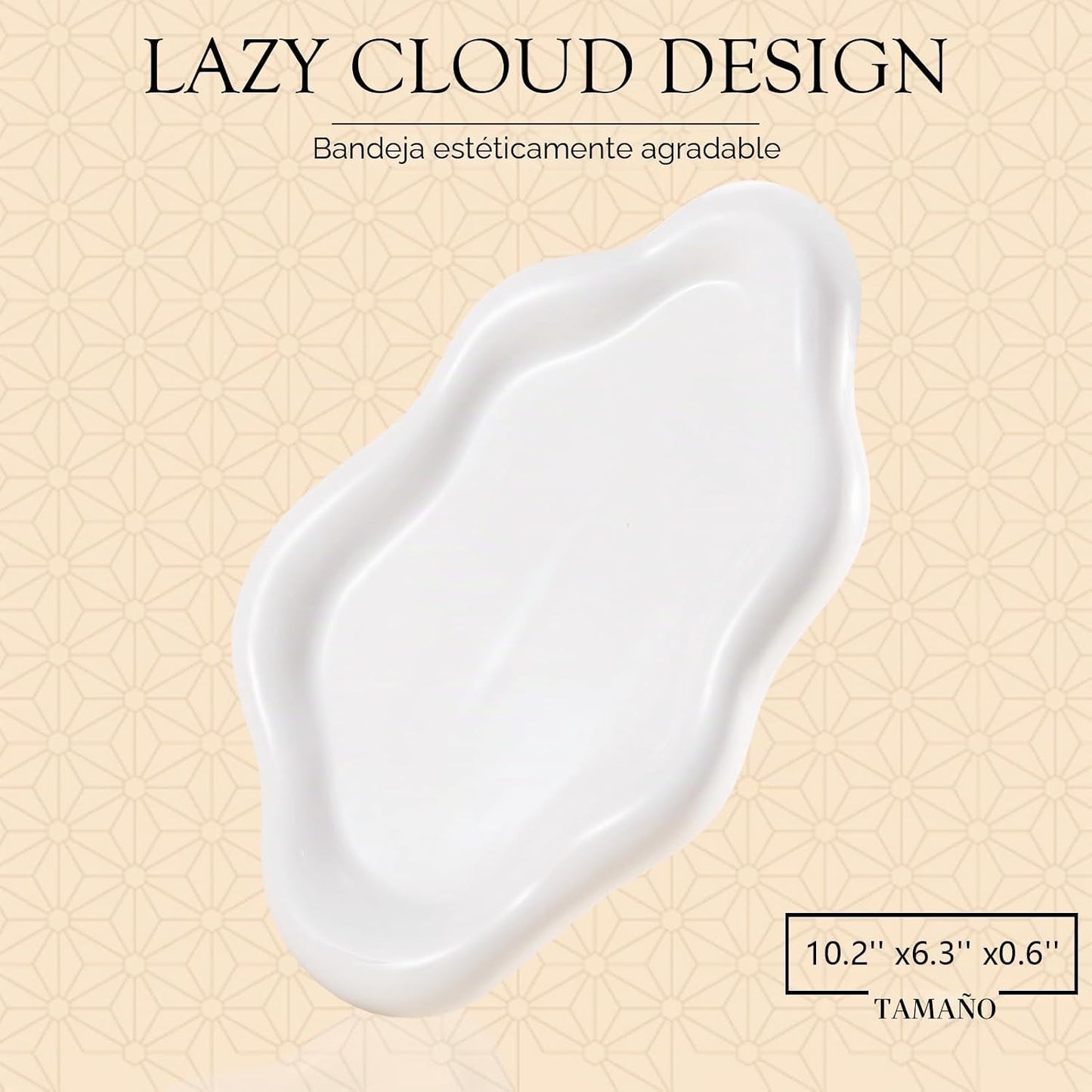 Bandeja cerámica para joyas y llaves forma nube decorativa