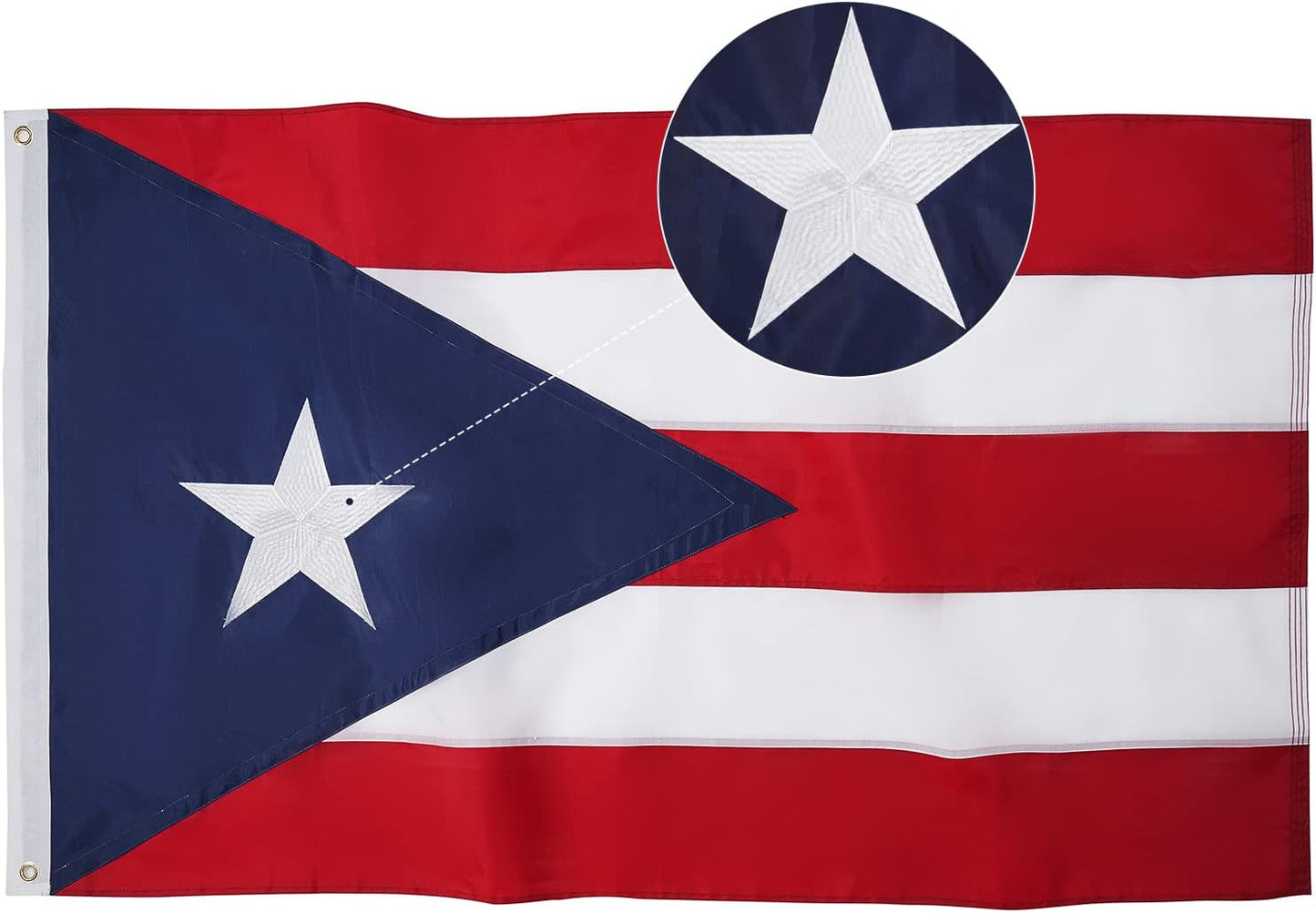 Bandera Puerto Rico 6x10ft estrella bordada rayas doble
