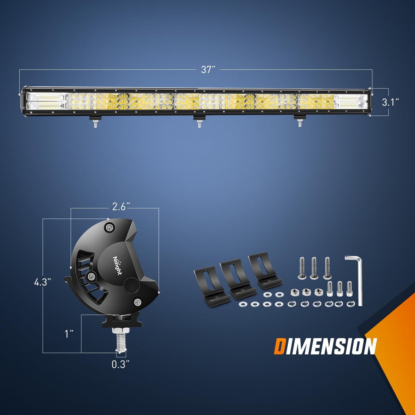 Barra LED triple fila 37pulg 468W luces barcos camiones