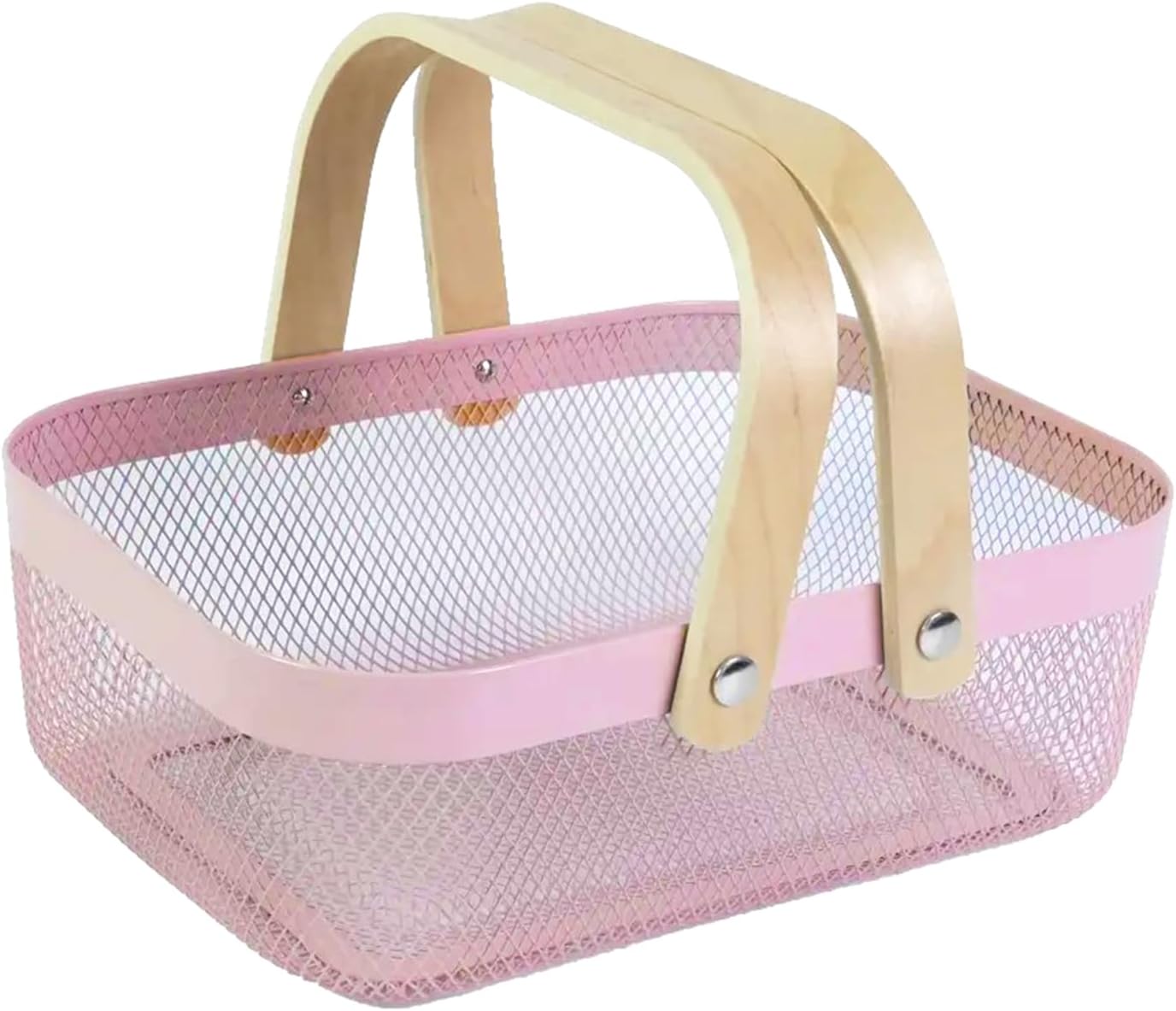 Cesta acero malla multifuncional con mango madera