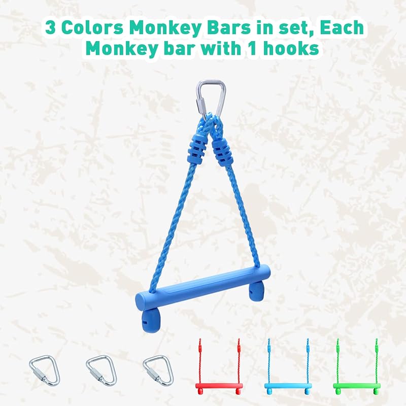 3 Pzas Barras Ninja Monkey para Niños Colores Azul Rojo Verde