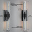 Aplique pared 2 luces negro mate vidrio espejo dormitorio