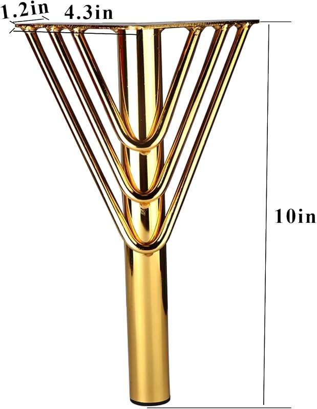 Patas muebles 10" triángulo dorado 4pzas metal resistente