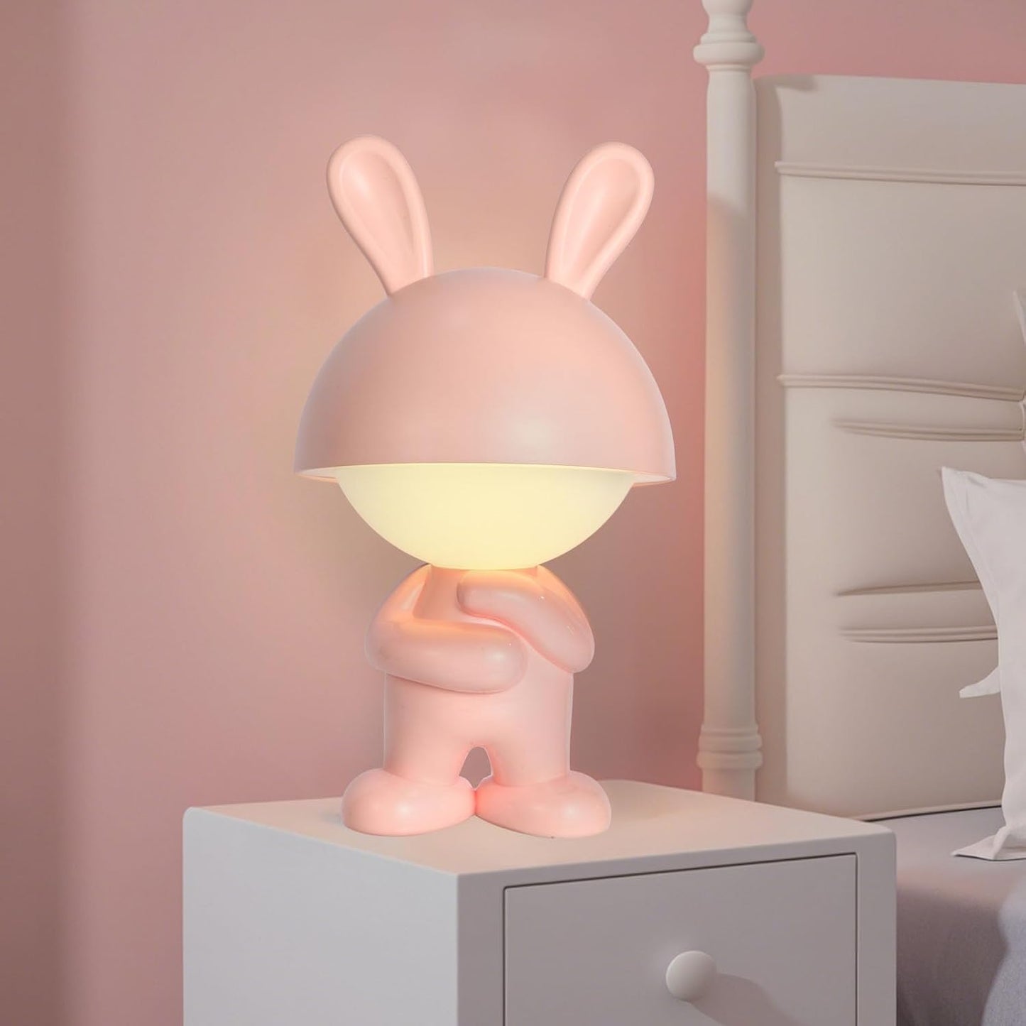 Lámpara de noche LED forma conejo regulable tactil rosa