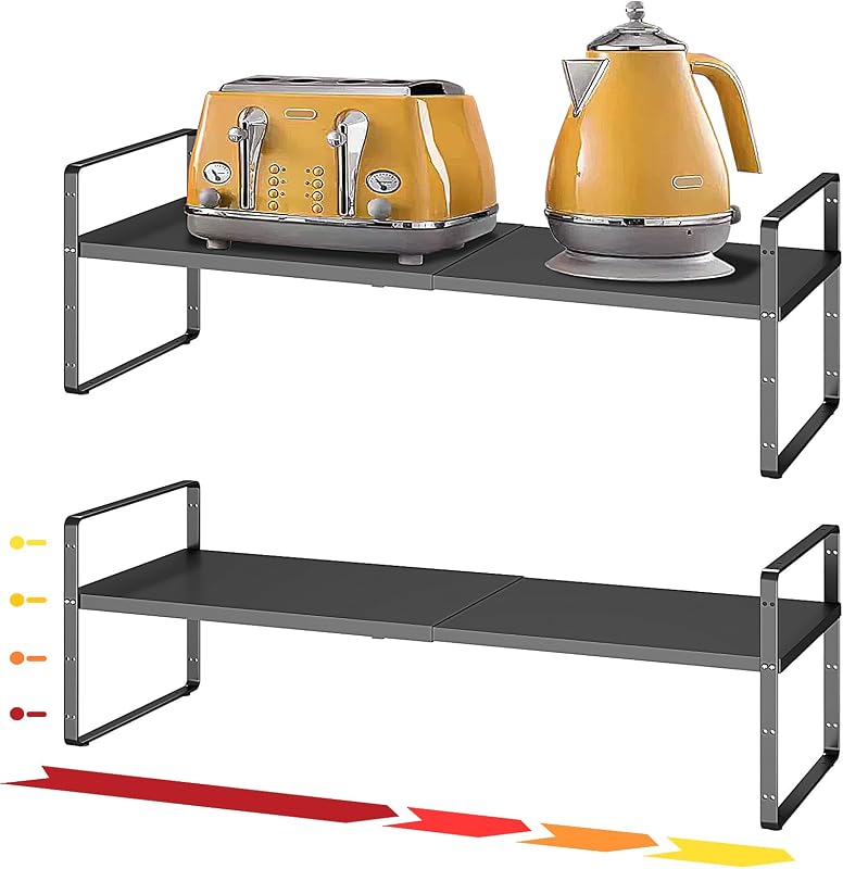 Organiz. estante expandible 16.5-27.1pulg 2 pzas metal negro