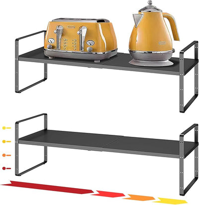 Organiz. estante expandible 16.5-27.1pulg 2 pzas metal negro