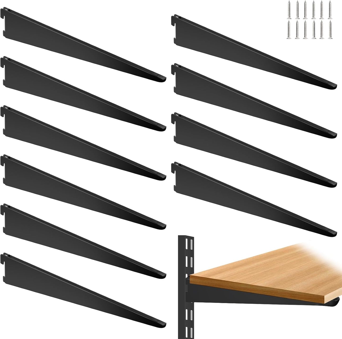 10 Soportes Estante Alambre Ajustables 15pulg Negro