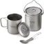 Taza titanio acampar con spork plegable mango senderismo