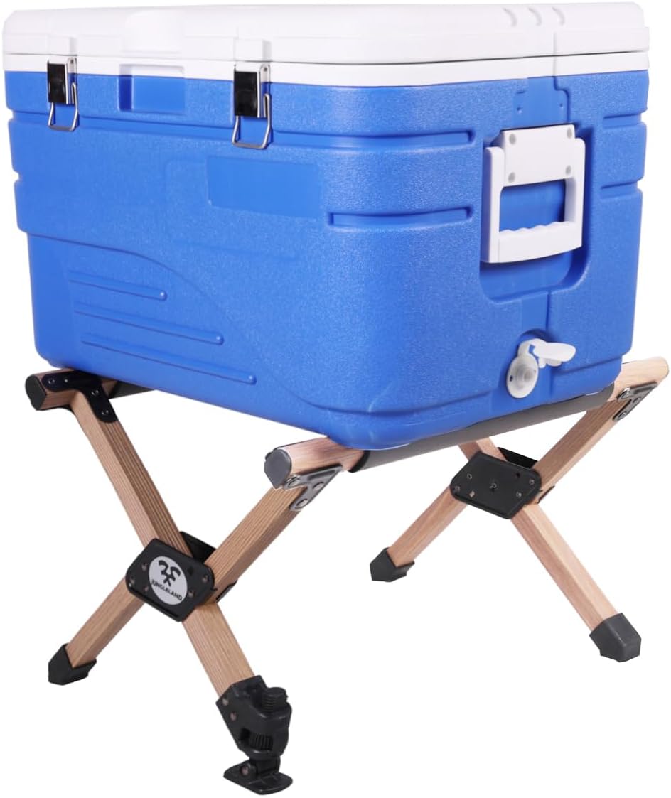 Soporte enfriador plegable aluminio madera nogal ajustable