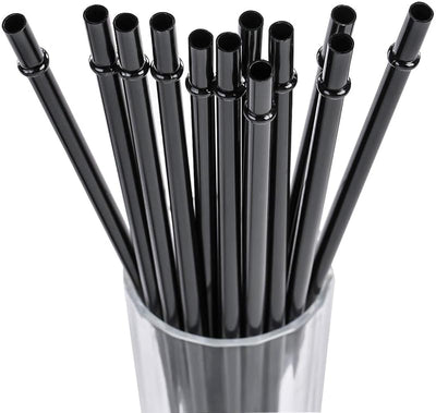 Pajitas plástico negro 9pulg para tarros 16-20oz set 12 con cepillo