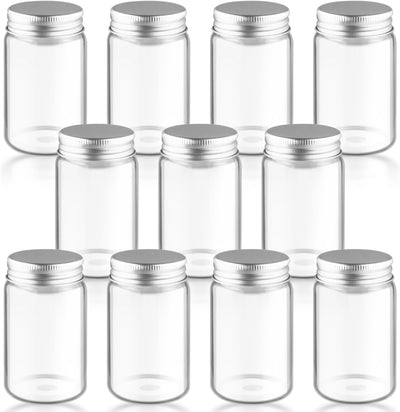 10 Frascos Vidrio 3.4oz Tapas Aluminio Almacenamiento
