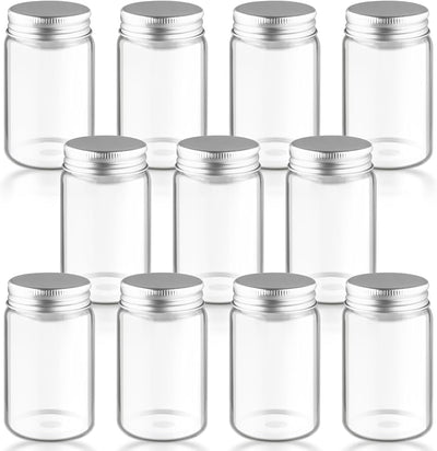 10 Frascos Vidrio 3.4oz Tapas Aluminio Almacenamiento