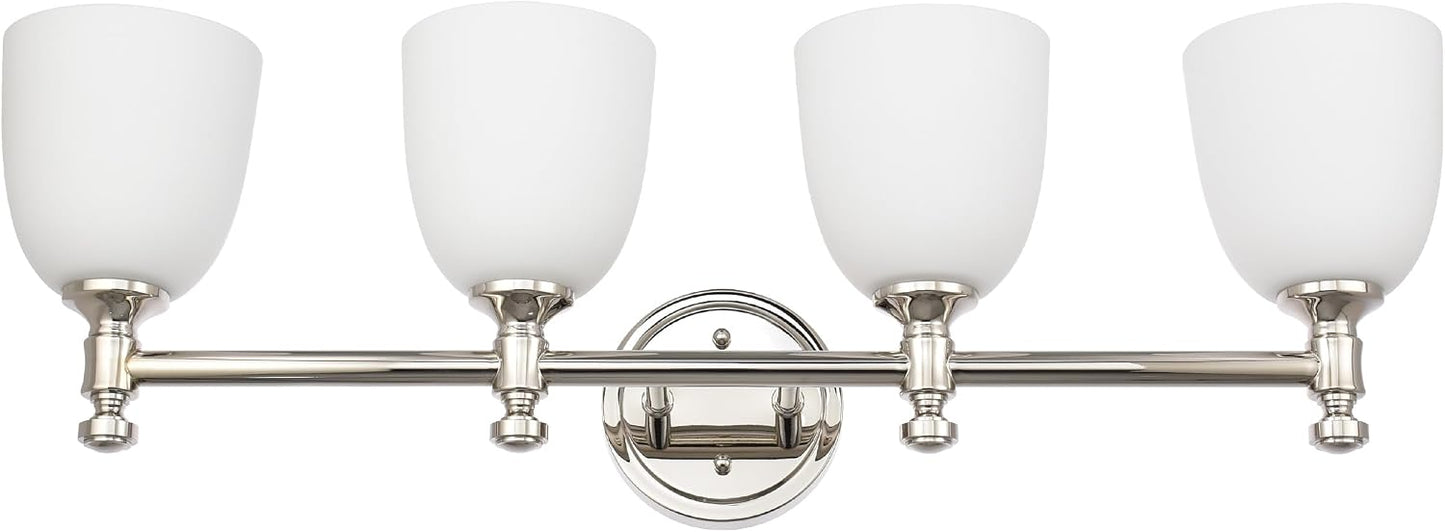Luz tocad. baño 4 luces soporte vidrio campana blanco E26