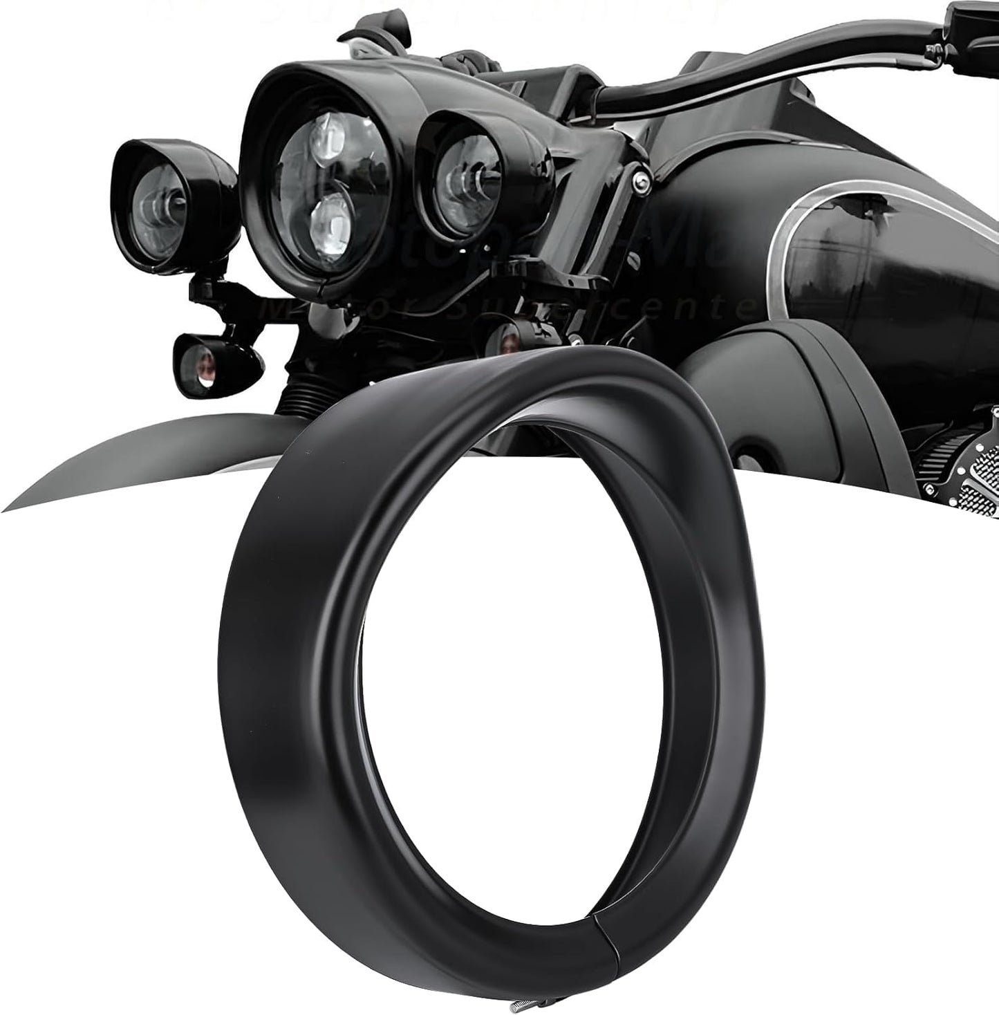 Visera anillo 7" aluminio negro para Harley Touring