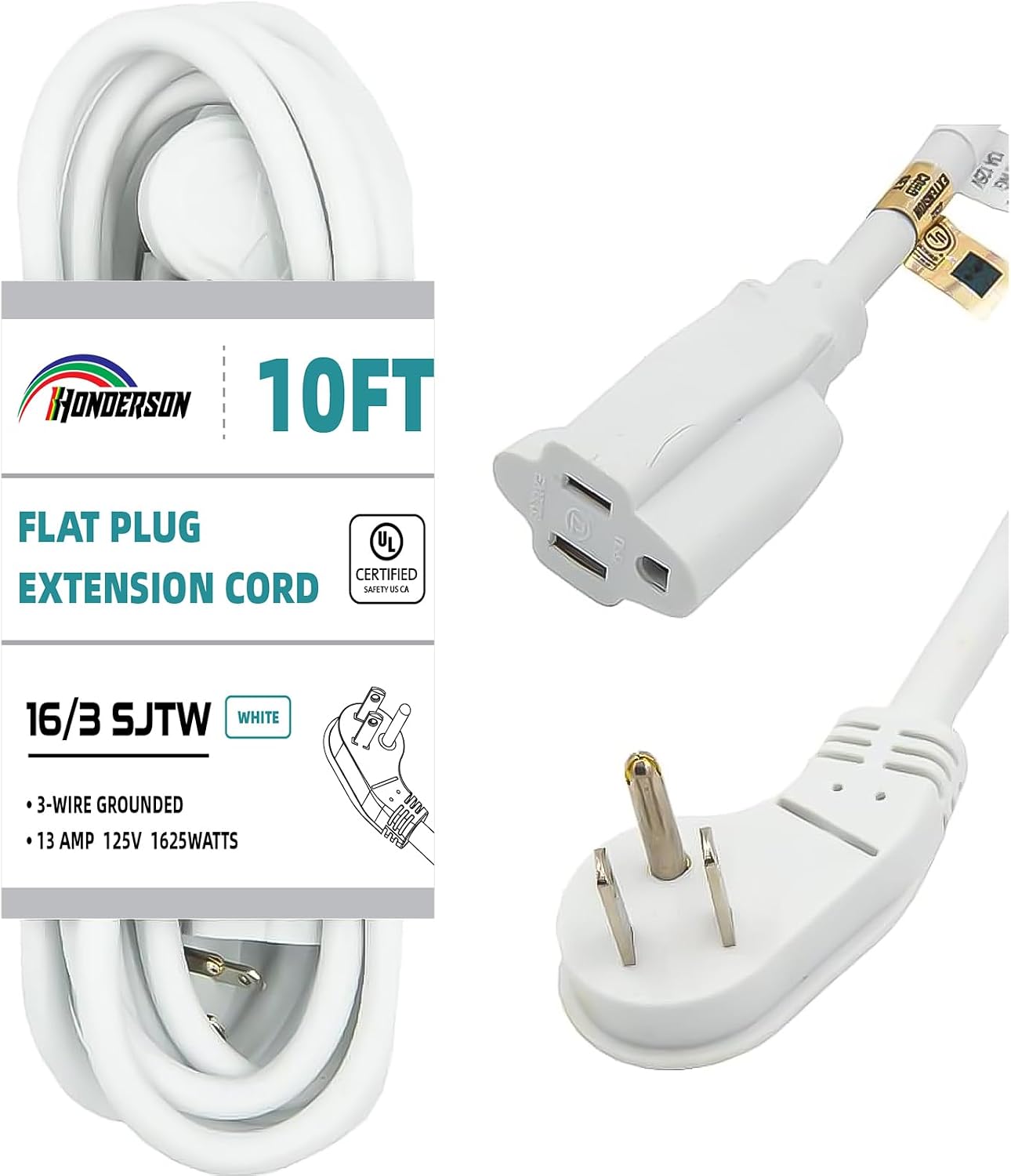 Cable extensión interior enchufe plano 10pies 16/3 SJTW 13A