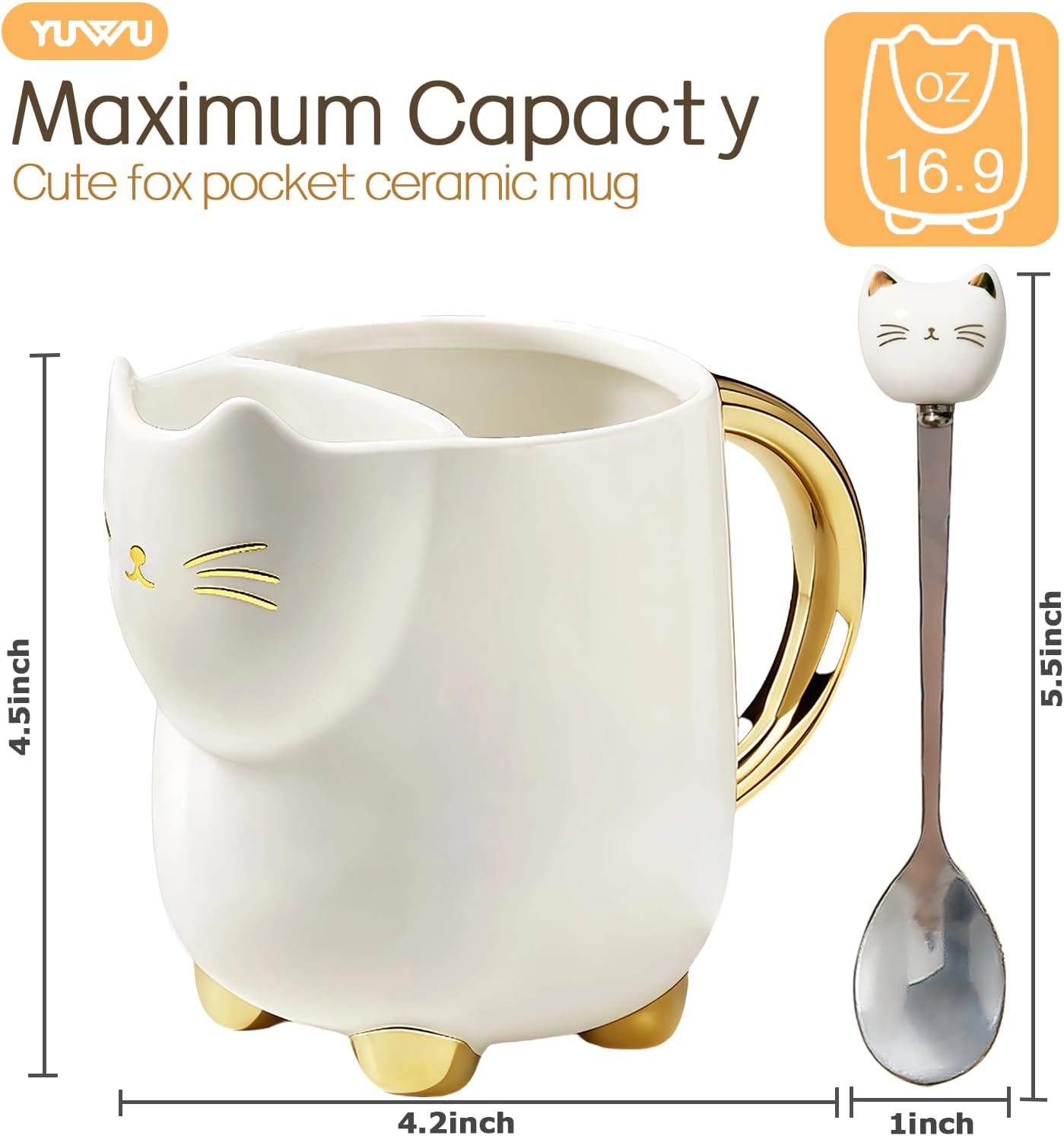 Taza café cerámica con soporte té y cuchara para gatos