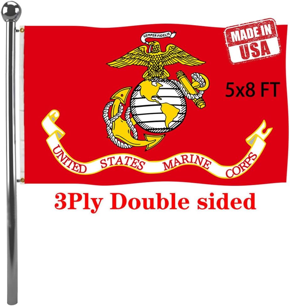 Banderas doble cara USMC 5x8ft para exteriores 220D