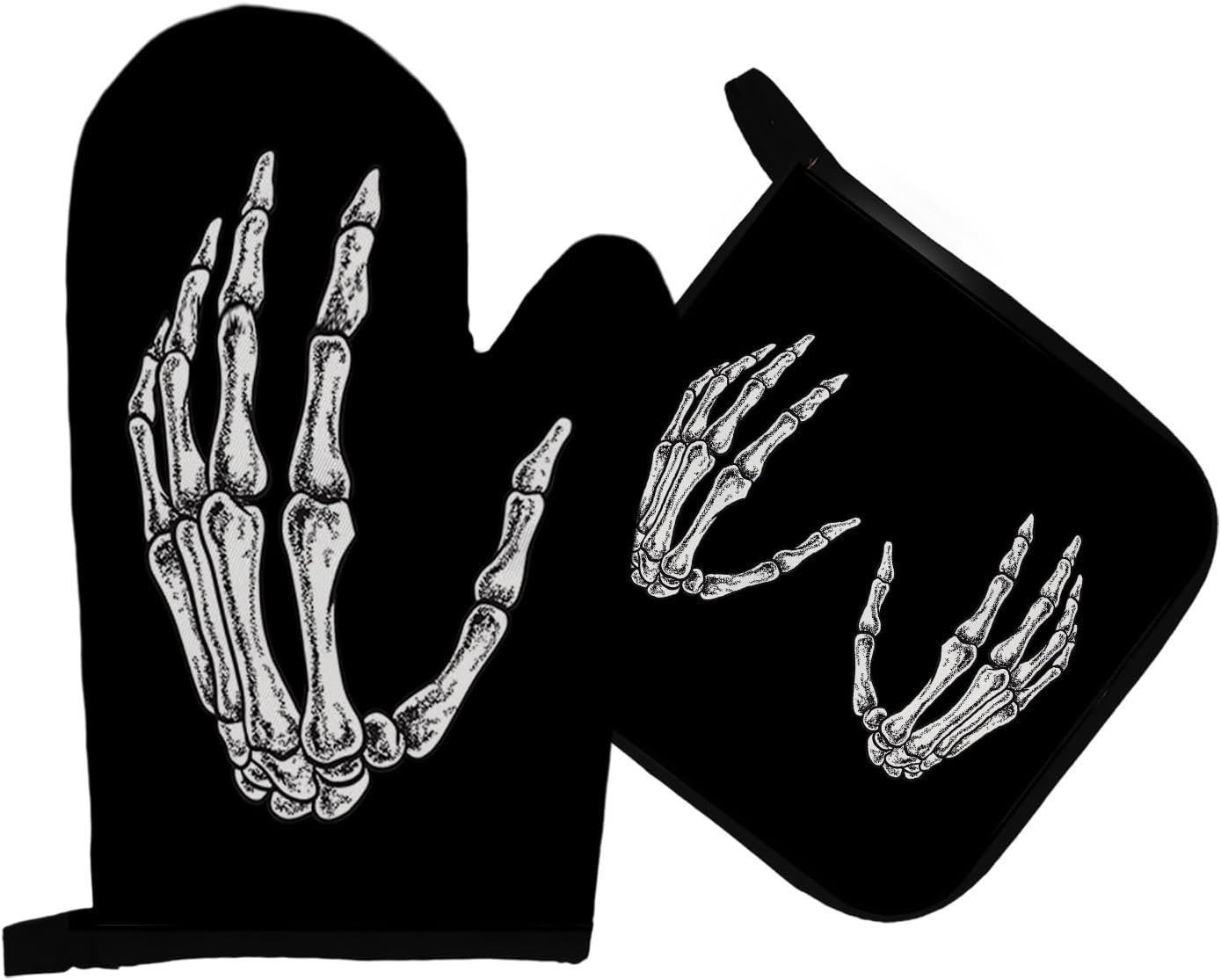 Juego de guantes de horno y soportes góticos resistentes al calor para cocina