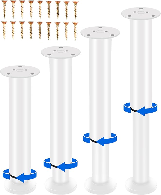 4 Patas Soporte Cama Ajustable 7-12" para Muebles Blancas
