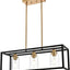 Luz comedor candelabro moderno rectángulo negro 3 luces
