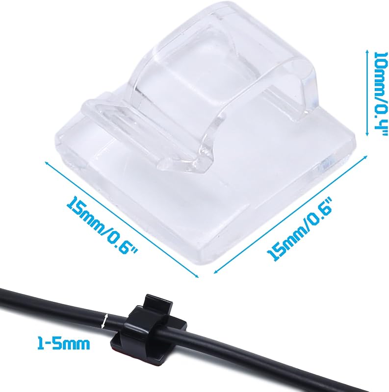 100 Clips Adhesivos para Cables TV PC Laptop