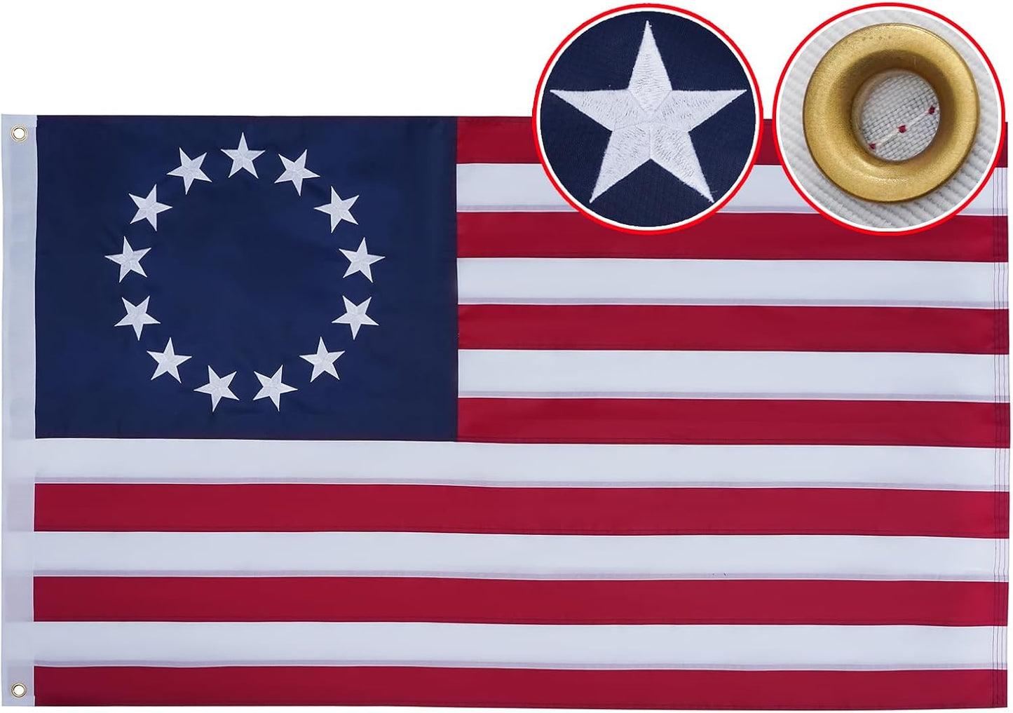 Bandera primitiva 2x3ft 13 estrellas poliéster con ojales