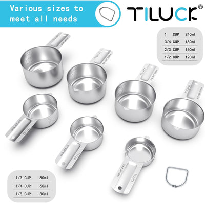 Set 7 Pzas Tazas Medidoras Acero Inox para Cocina