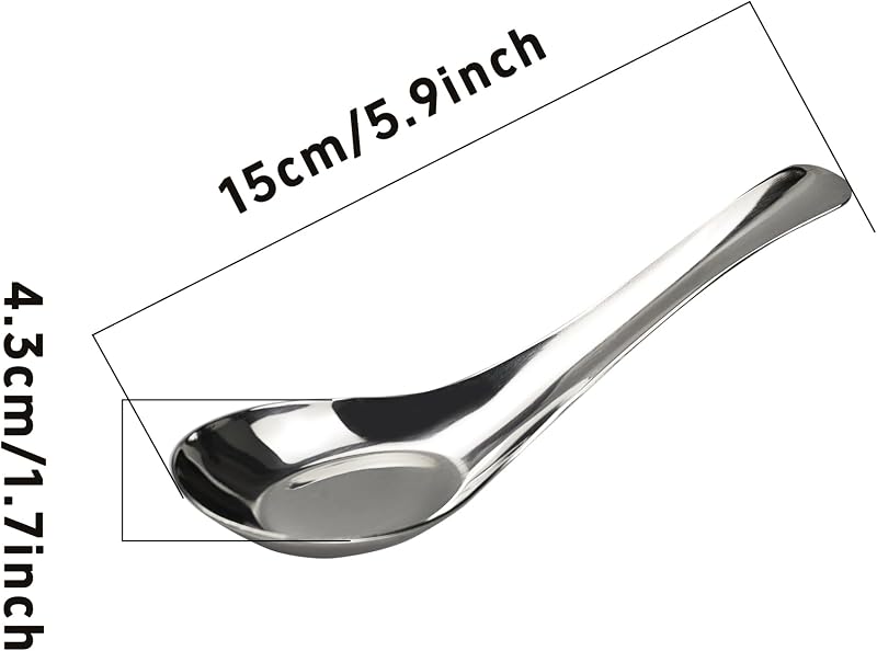 5 Cucharas Acero Inox 6pulg para Ramen Caldo Postre
