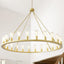 Candelabro rueda vagón dorado 48" 24 luces estilo granja