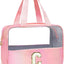 Bolsa maquillaje transparente personalizada rosa viaje mujer