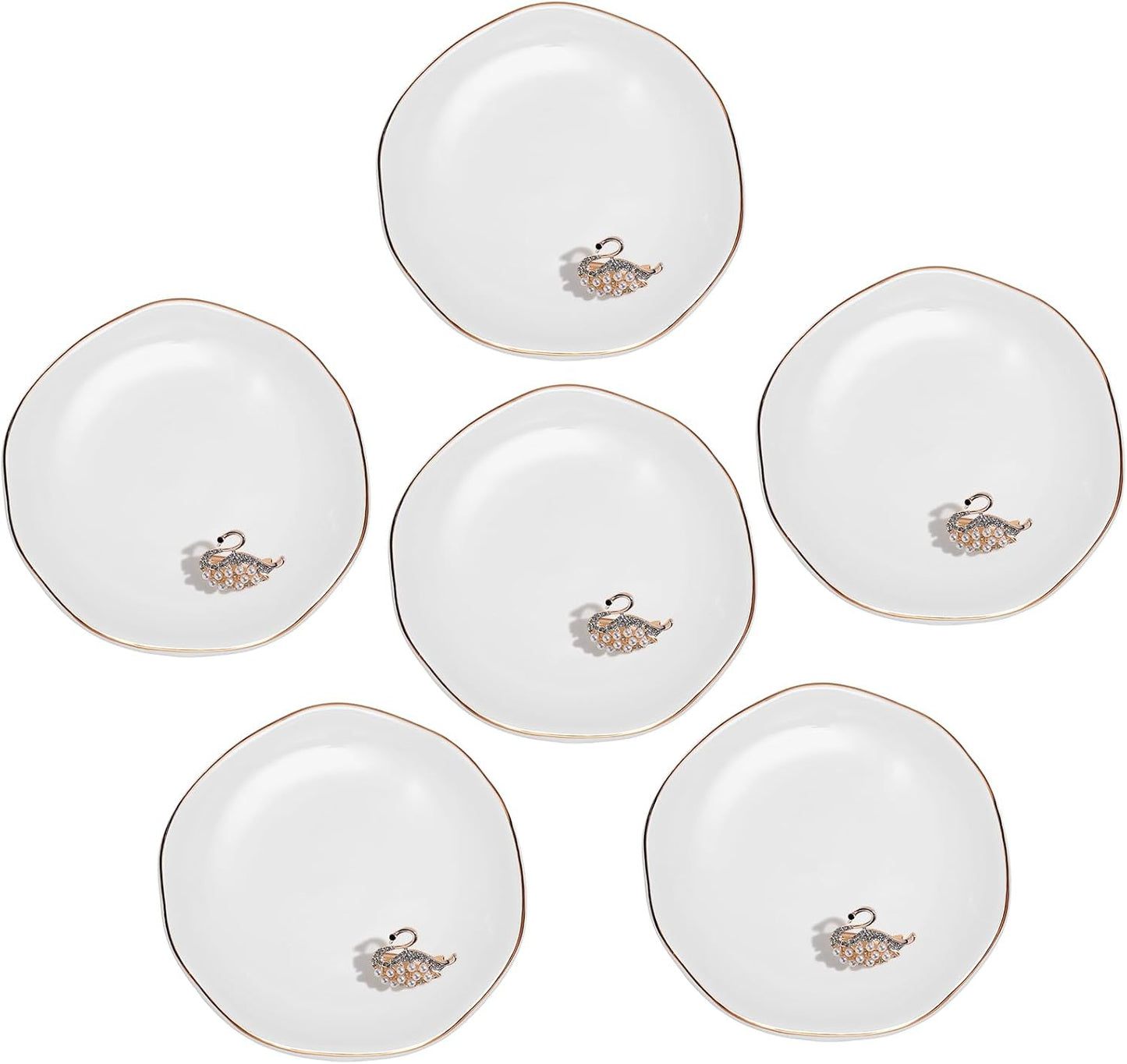 6 Bandejas Cerámica Blanca Soporte Anillos Regalo Navidad