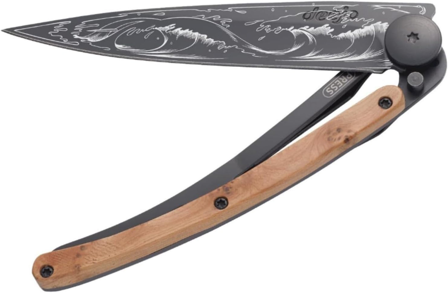 Cuchillo bolsillo plegable 3.7pulg acero inox mango enebro