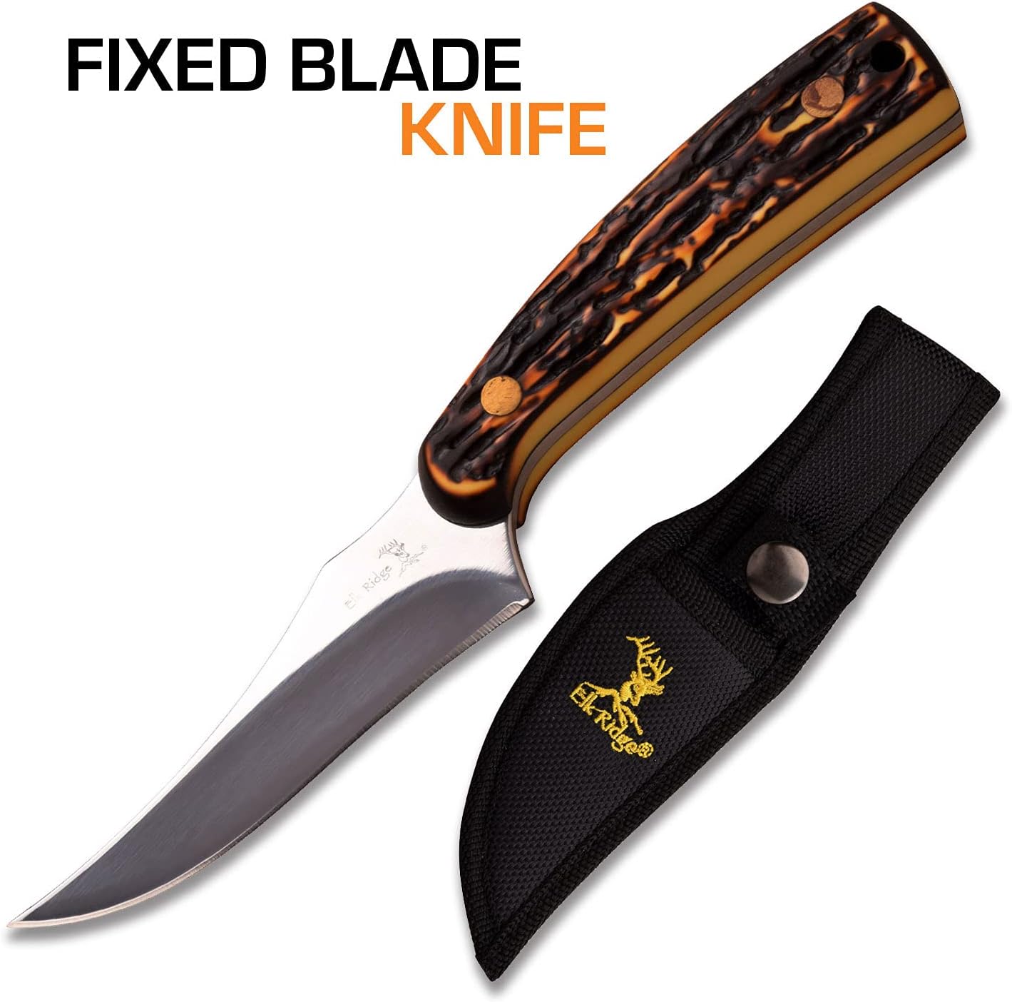 Cuchillo hoja fija 3.25" mango hueso simulado