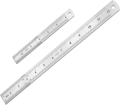 Set 2 Reglas Acero Inox 6-12pulg Metricas