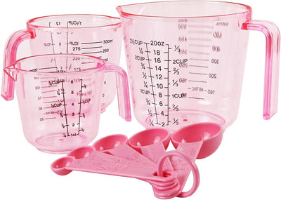 Juego 3 tazas medidoras plástico 150/300/20.3oz y 5 cucharas 0.0-0.5oz