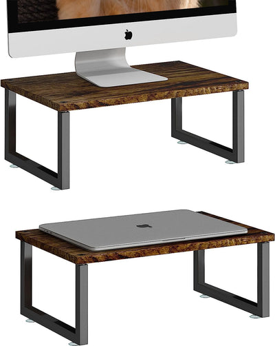 2 Soportes elevadores monitor madera escritorio computadora marrón
