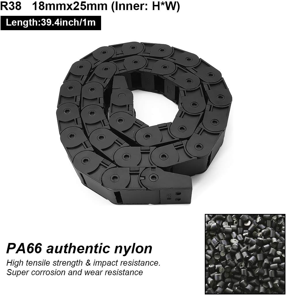 Cadena arrastre plástico negro 1m para CNC