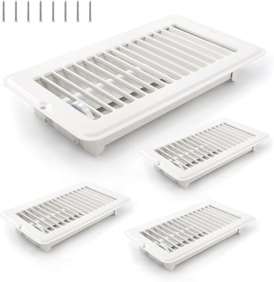 4 Rejillas Ventilación 4x8pulg Cubierta Metal Calentador Piso