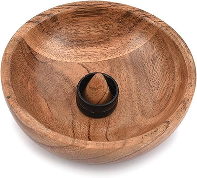 Soporte joyas madera acacia cono anillos compromiso 4x4"