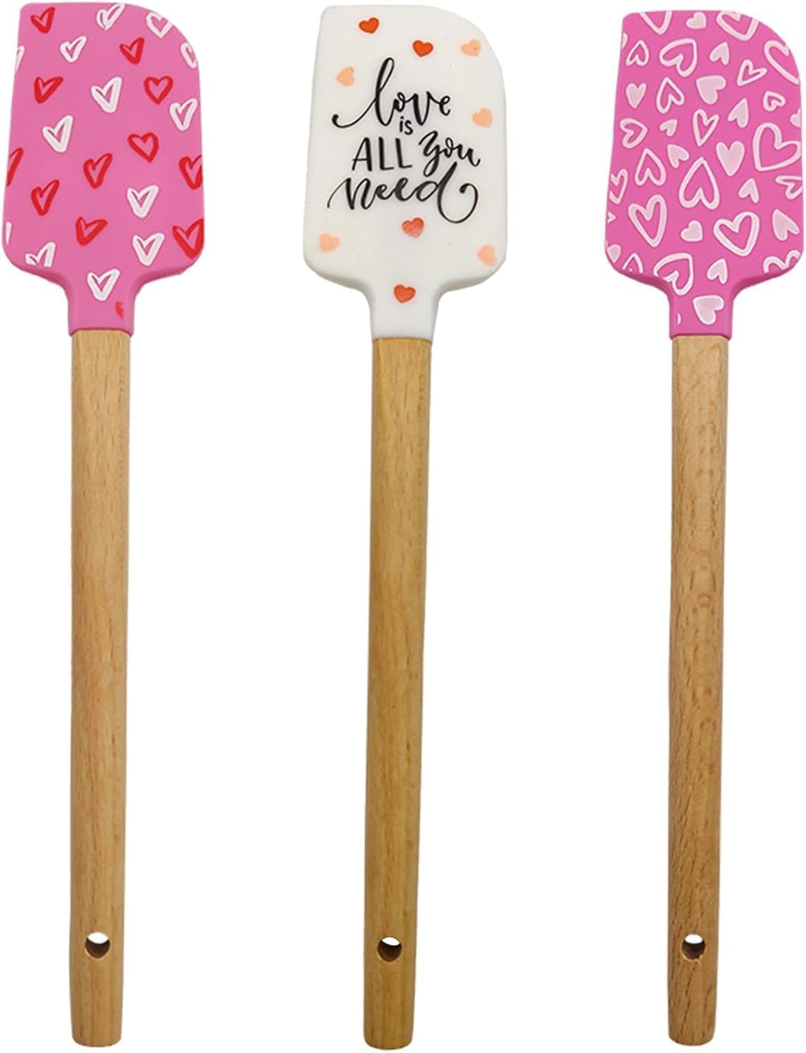 Espátulas silicona forma corazón mango madera batidora cocina