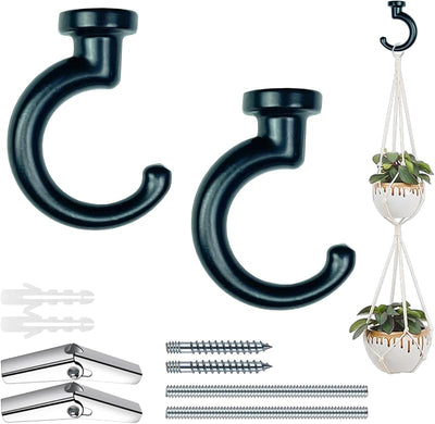 Ganchos techo resistentes para plantas 2 set negro